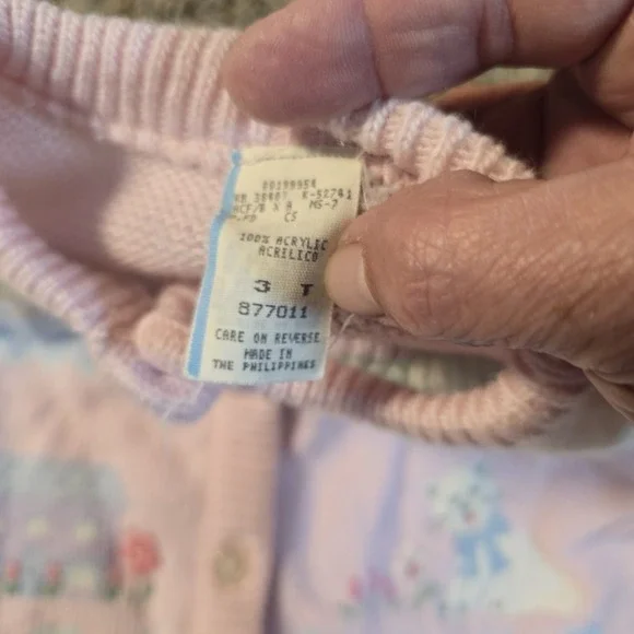 Vintage Pastel Knit Cardigan 3T – Cat & Cottage Design – Button Front – Girls... - Picture 3 of 4